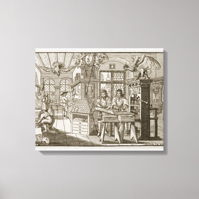 Toile Imprimerie médiévale allemande (gravure) (Recto)