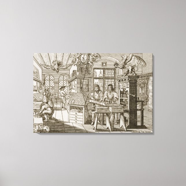 Toile Imprimerie médiévale allemande (gravure) (Recto)