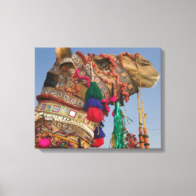 Toile INDE, Rajasthan, Pushkar: FOIRE AUX CHAMEAUX DE PU (Recto)