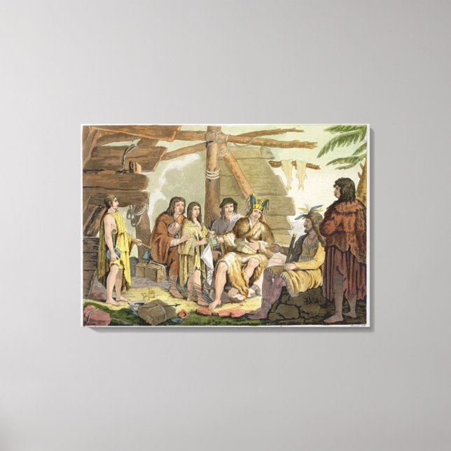Toile Inde trading with La Perouse au Canada (colour (Recto)