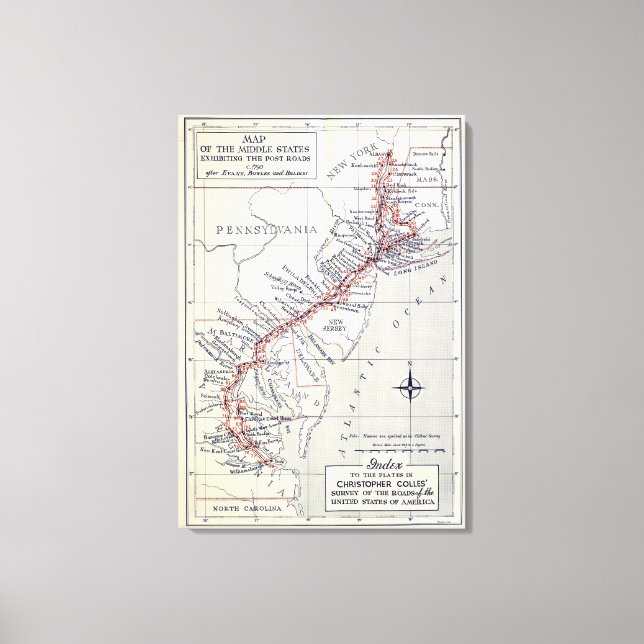 Toile Index des plaques d'arpentage des routes (Recto)