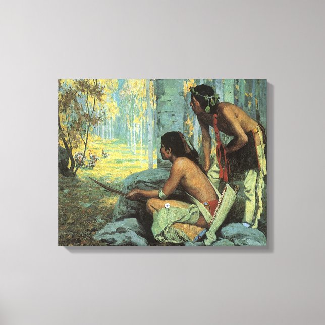 Toile Indiens d'autrefois, Les chasseurs de dindon de Ta (Recto)