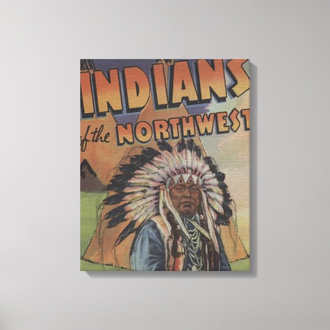 Toile Indiens du Nord-Ouest - Indian Chief & Teepee (Recto)