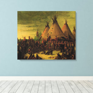 Toile Indiens vintage, Conseil de guerre sioux par Catli