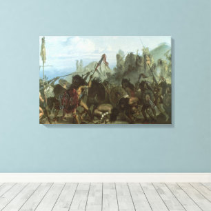 Toile Indiens vintage, Danse du bison par Karl Bodmer