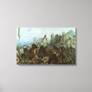 Toile Indiens vintages, Danse de Bison par Karl Bodmer