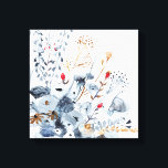 Toile Indigo & Ochre - Fleurs aquarelles<br><div class="desc">Indigo & Ochre II par Victoria Borges. Présente des fleurs d'aquarelle dans des tons bleus variables avec des couleurs d'accent.</div>