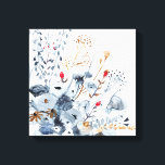 Toile Indigo & Ochre - Fleurs aquarelles<br><div class="desc">Indigo & Ochre II par Victoria Borges. Présente des fleurs d'aquarelle dans des tons bleus variables avec des couleurs d'accent.</div>