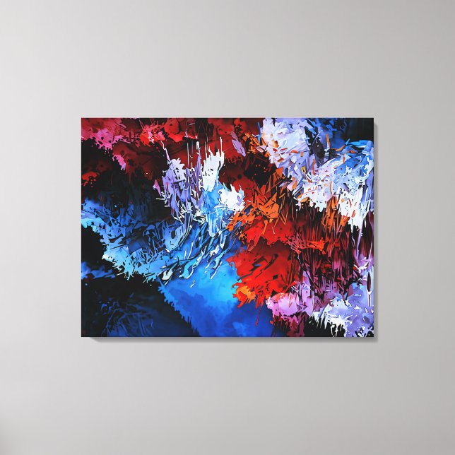 Toile Inferno réfrigéré Bleu Rouge Art Abstrait contempo (Recto)