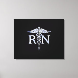 Toile Infirmière inscrite RN Silver Caduceus en noir
