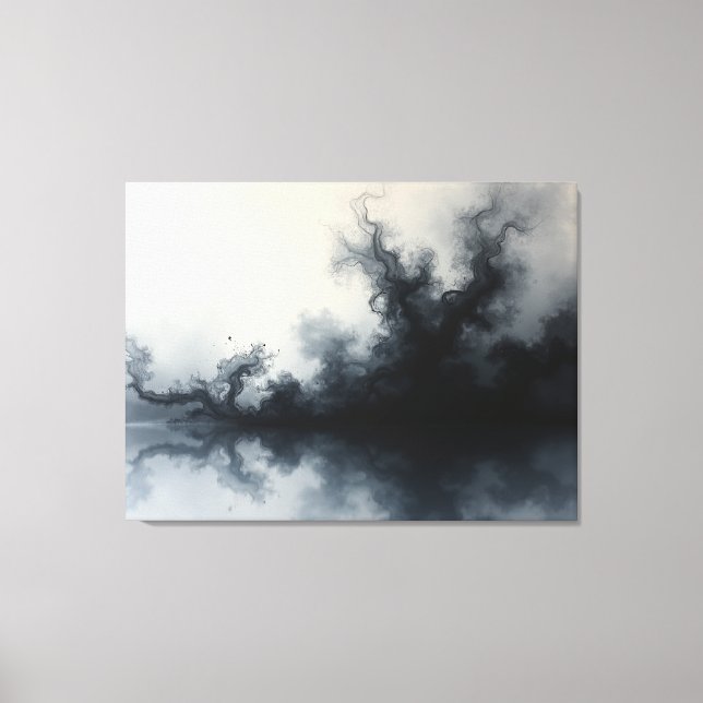Toile Inkstorm – Art fluide abstrait monochrome 40"x32" (Recto)