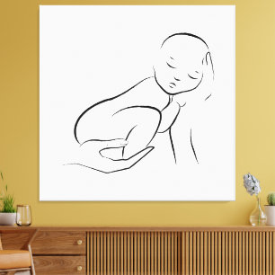 Toile Innocence Berçée – Ligne Art Bébé Minimaliste
