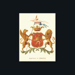 Toile Insigne héraldique avec Griffin et Lion<br><div class="desc">Ce bel insigne héraldique comporte un griffon et un lion. Le lion tient un bouclier tandis que le griffon tient une lance avec des mots latins qui se traduisent par "Le pouvoir de la vraie noblesse". Montrez votre vraie noblesse avec cette impression majestueuse!</div>