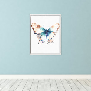 Toile Inspirational Love Aqua Blue Butterfly