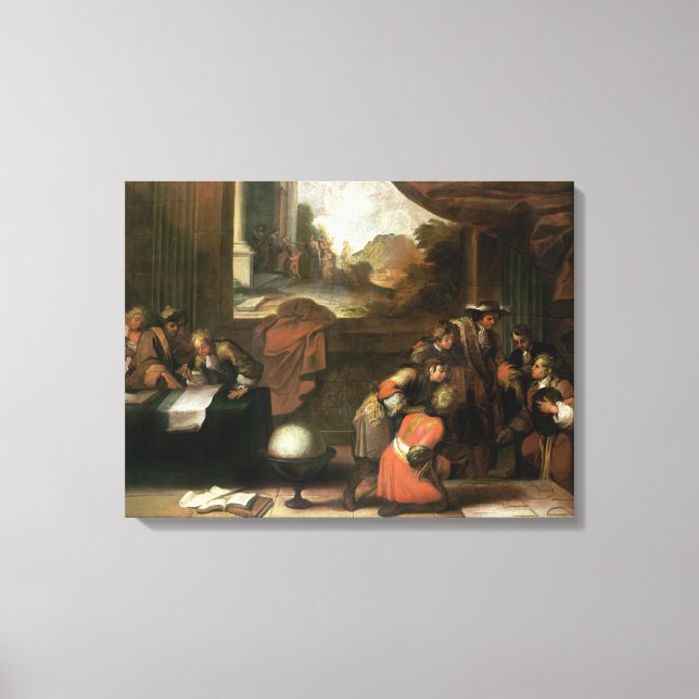 Toile Intérieur d'une salle avec géographes (Recto)