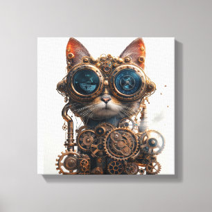 Toile Inventeur Chat Steampunk