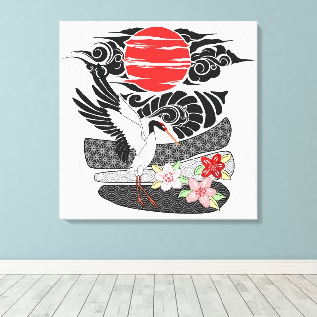 Toile Irezumi Art Tsuru moderne (Insitu (Plancher de Bois))