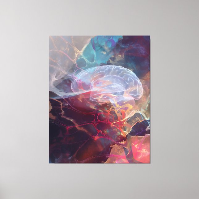 Toile Iridescent Brain Nebula Neural Glow Art (Recto)