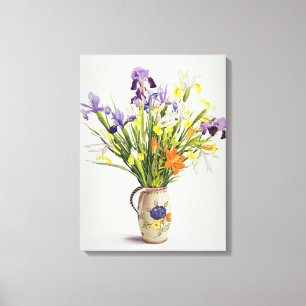 Toile Iris et lis dans une cruche néerlandaise