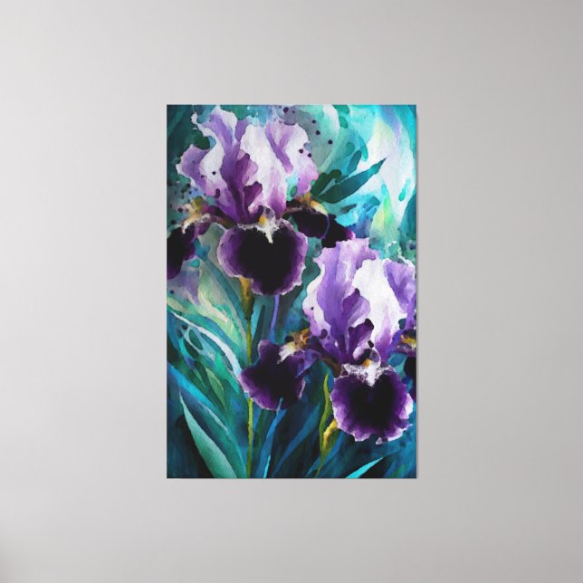 Toile *~* Iris Irises Peinture d'Art Fleur AP84 (Recto)