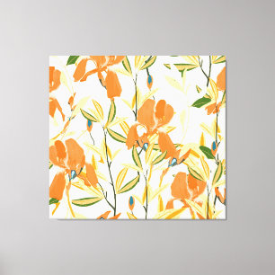 Toile Iris orange : motif floral transparent