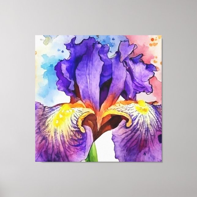 Toile Iris violet en aquarelle (Recto)