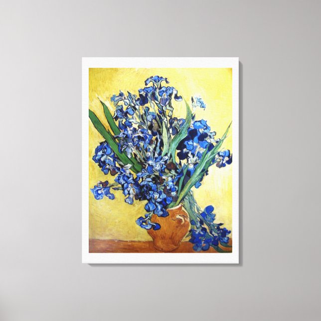 Toile Irises en arrière - plan jaune. Vincent van Gogh (Recto)