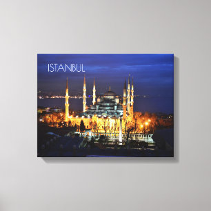 Toile Istanbul Mosquée Bleue Nuit Décor Premium Voyage