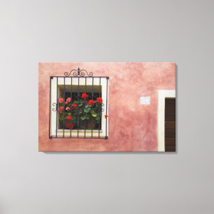 Toile Italie, Asciano, Boîtes de fenêtre avec printemps 