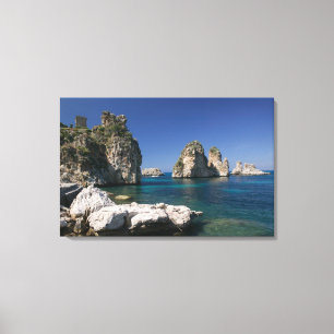 Toile Italie, Sicile, Scopello, Roches par Tonnara