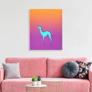 Toile Italienne Greyhound Whippet bleu silhouette Ombre