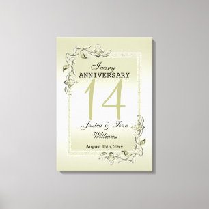 Toile Ivory Gem & Parties scintillant 14e anniversaire d
