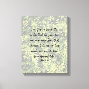 Toile Ivy Greenery Motif Jean 3:16 Bible Verse Art