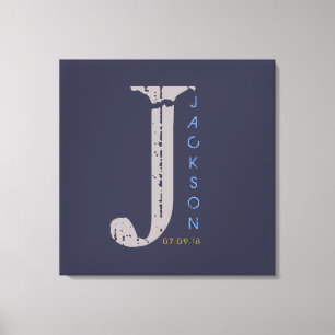 Toile J Monogram Initial Bar Bat mitzvah Sign-In Board