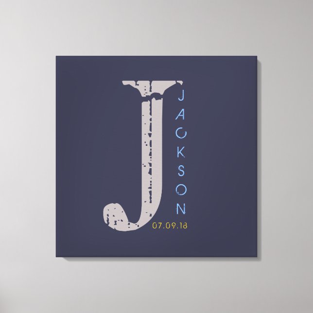 Toile J Monogram Initial Bar Bat mitzvah Sign-In Board (Recto)