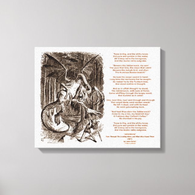 Toile Jabberwocky Poem par Lewis Carroll (Recto)
