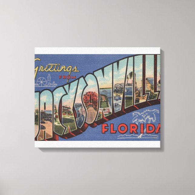 Toile Jacksonville, Floride - Scènes de grandes lettres (Recto)