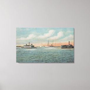 Toile Jacksonville, Floride - Vue du port avec bateau