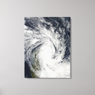 Toile Jade tropical de tempête venant à terre au-dessu