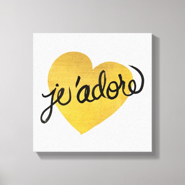 Toile J'adore Cote | Coeur noir et or (Recto)