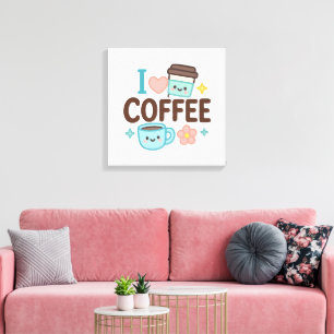 Toile J'adore le café Mignon Kawaii Autocollant – Adorab