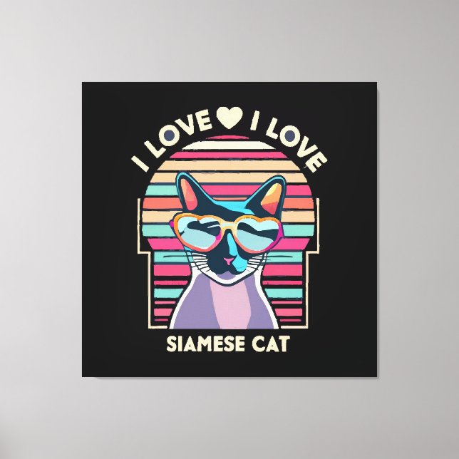 Toile J'adore le chat siamois (Recto)