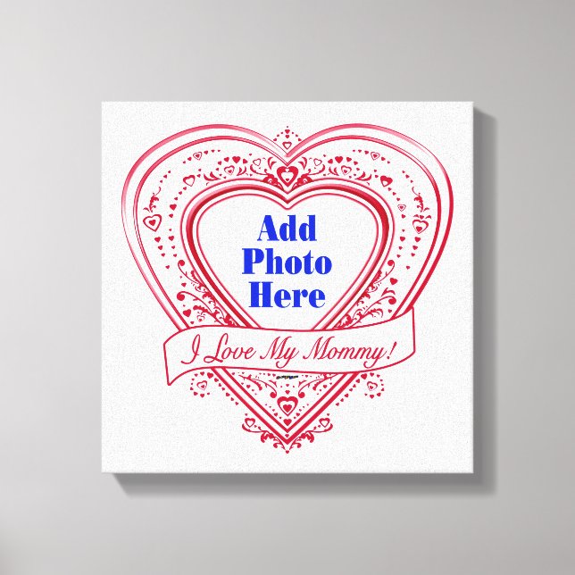 Toile J'adore ma maman ! Photo Red Hearts (Recto)