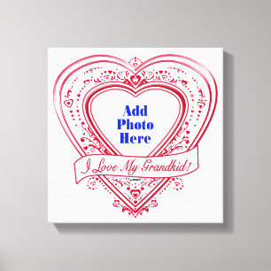 Toile J'adore My Grandkid ! Photo Red Hearts