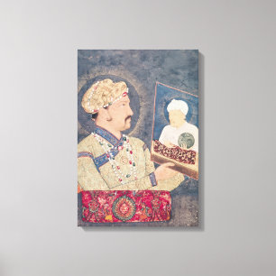 Toile Jahangir tenant un portrait d'empereur Akbar