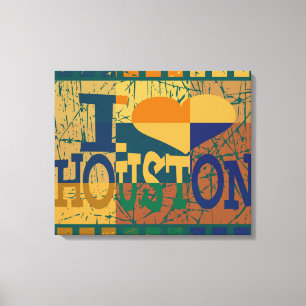 Toile J'aime Houston et le pop art vintage