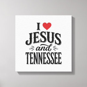 Toile J'aime Jésus et Tennessee Vintage Design Chrétien
