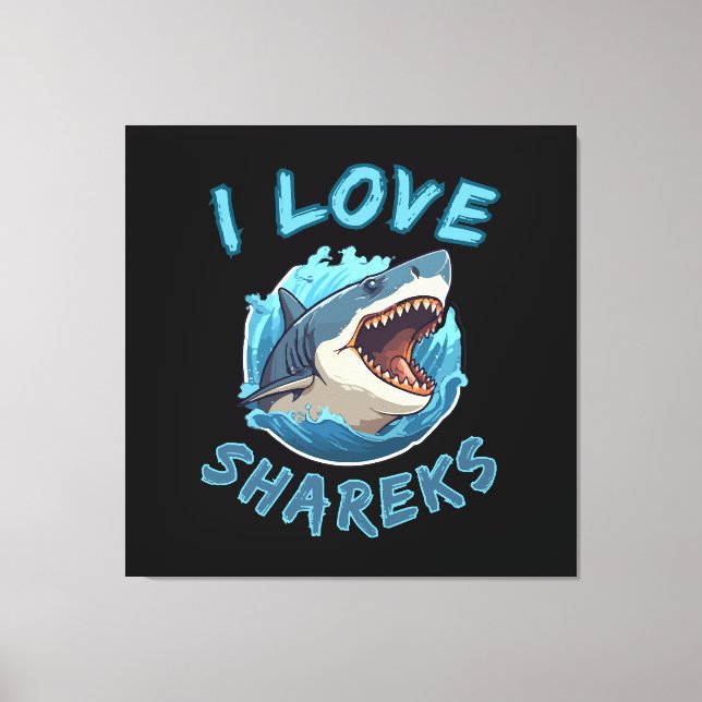 Toile J'aime les requins Fisher (Recto)