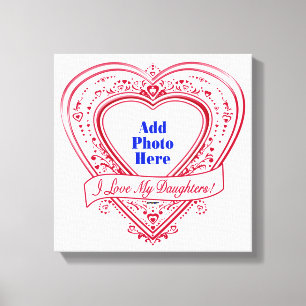 Toile J'Aime Ma Fille ! Photo Red Hearts