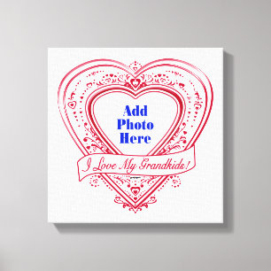 Toile J'Aime Mes Petits-Enfants ! Photo Red Hearts